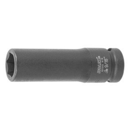 HOLEX Impact Socket, 1/2 inch Drive, 6 pt, Deep, 9/16 inch 651202 9/16